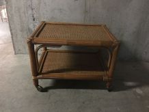 Table basse en rotin années 60
