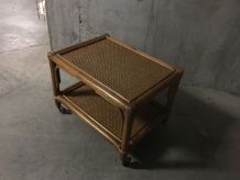 Table basse en rotin années 60