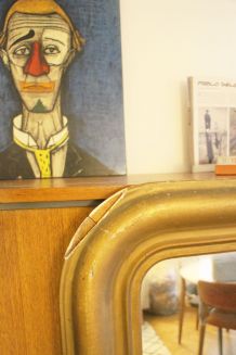 Grand miroir doré vintage Hausmannien Louis Philippe 