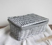 panier rotin avec couvercle blanchit