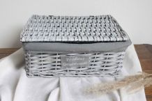 panier rotin avec couvercle blanchit