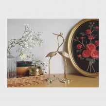 Couple de grues en laiton 