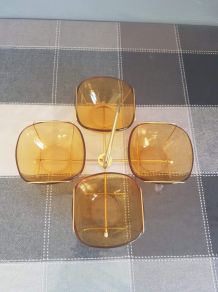 plateau apéritif vintage 4 coupes en verre Vereco et armatur
