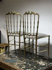 Set de 2 chaises Chiavari en laiton doré