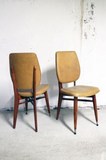 Paire de chaises vintage scandinave pieds compas années 60