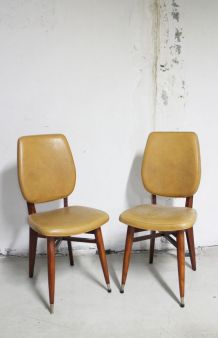 Paire de chaises vintage scandinave pieds compas années 60