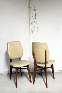 Paire de chaises vintage scandinave pieds compas années 60