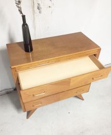 Commode vintage scandinave pieds compas 60's