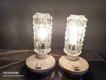 lampes de chevet vintage en verre et métal des années 70