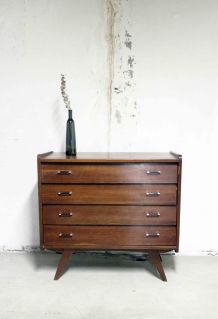 Commode vintage scandinave pieds compas 60's