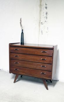 Commode vintage scandinave pieds compas 60's
