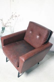 Paire de fauteuils vintage années 50 style P. Guariche