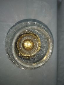 Bougeoir en verre et laiton