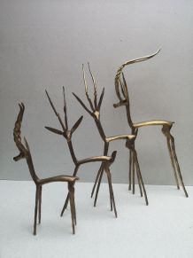 4 belles antilopes en laiton
