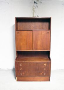 Bibliothèque meuble rangement vintage en teck danois 1970's