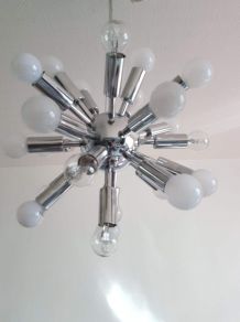 lustre vintage spoutnik chromé 24 ampoules