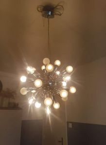 lustre vintage spoutnik chromé 24 ampoules