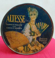 Boite publicitaire en tôle lithographiée (gaufrettes)