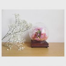 Globe fleurs tissus et papillon