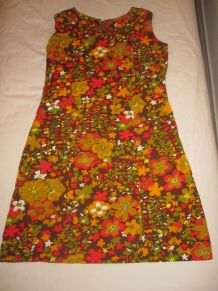 robe motif fleurs vintage 70