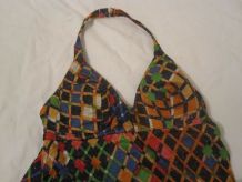 robe motif cubes vintage 70