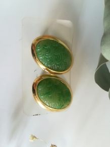 Boucle d'oreille vintage Orena Verte