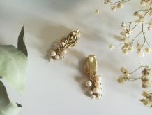 Boucle d'oreille la rose a la perle