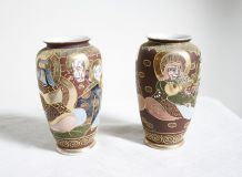 paire de vases porcelaine Satsuma vintage