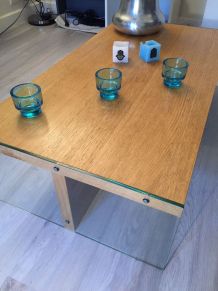 Table Basse Elegance Habitat / Chêne + Verre