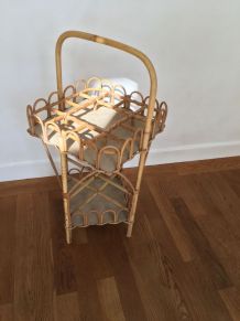 Panier porte bouteilles et verres vintage