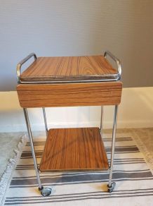 table de chevet vintage en formica marron avec tiroir 