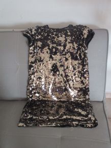 robe fille 12ans paillettes noire et doré 