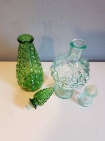 2 flacons vintage en verre en forme de grappe de raisin