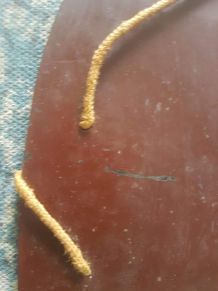 ancien miroir au mercure biseauté art déco avec cordelette