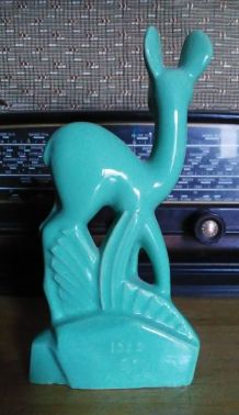 Statuette biche en céramique - Art déco (Années 30) 