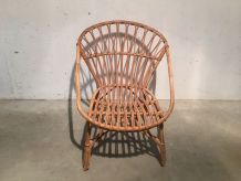 Fauteuil corbeille en rotin années 60