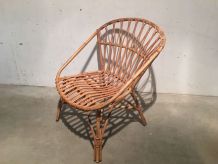 Fauteuil corbeille en rotin années 60