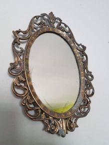 ancien petit miroir mural art déco laiton 