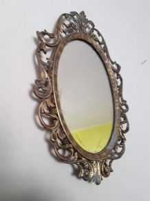 ancien petit miroir mural art déco laiton 