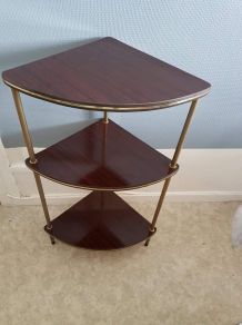 étagère d'angle en formica vintage et structure en métal 