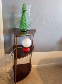 étagère d'angle en formica vintage et structure en métal 