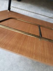 desserte mini-bar vintage 2 plateaux formica marron 