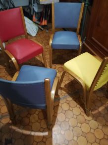 4 chaises Bow Wood Steiner années 50