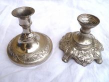 lot bougeoirs  en metal argenté,  vintage