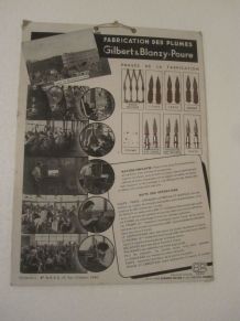 ancienne planche fabrication des plumes Gilbert &amp;amp; Blanzy
