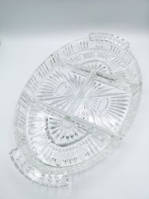 Plat ovale en verre moulé pressé compartimenté