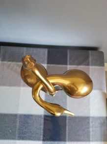 couple de grandes statuettes échassiers en laiton 