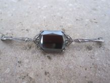 ancienne broche argent serti d'une hématite