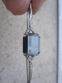 ancienne broche argent serti d'une hématite
