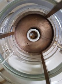Rare lampe BBT  numérotée en bronze et lentille en verre